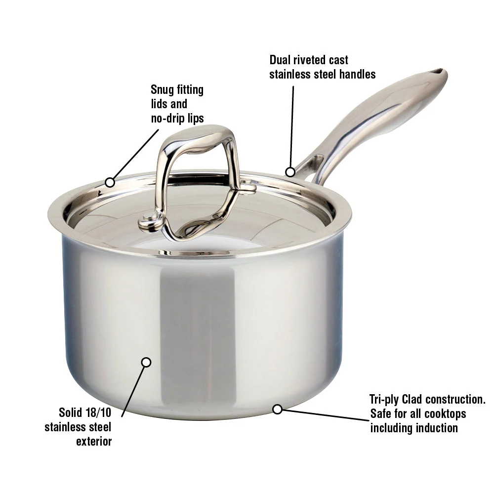 Meyer SuperSteel Tri-Ply Clad Stainless Steel 3L Saucepan with cover, Made in Canada - Image 2