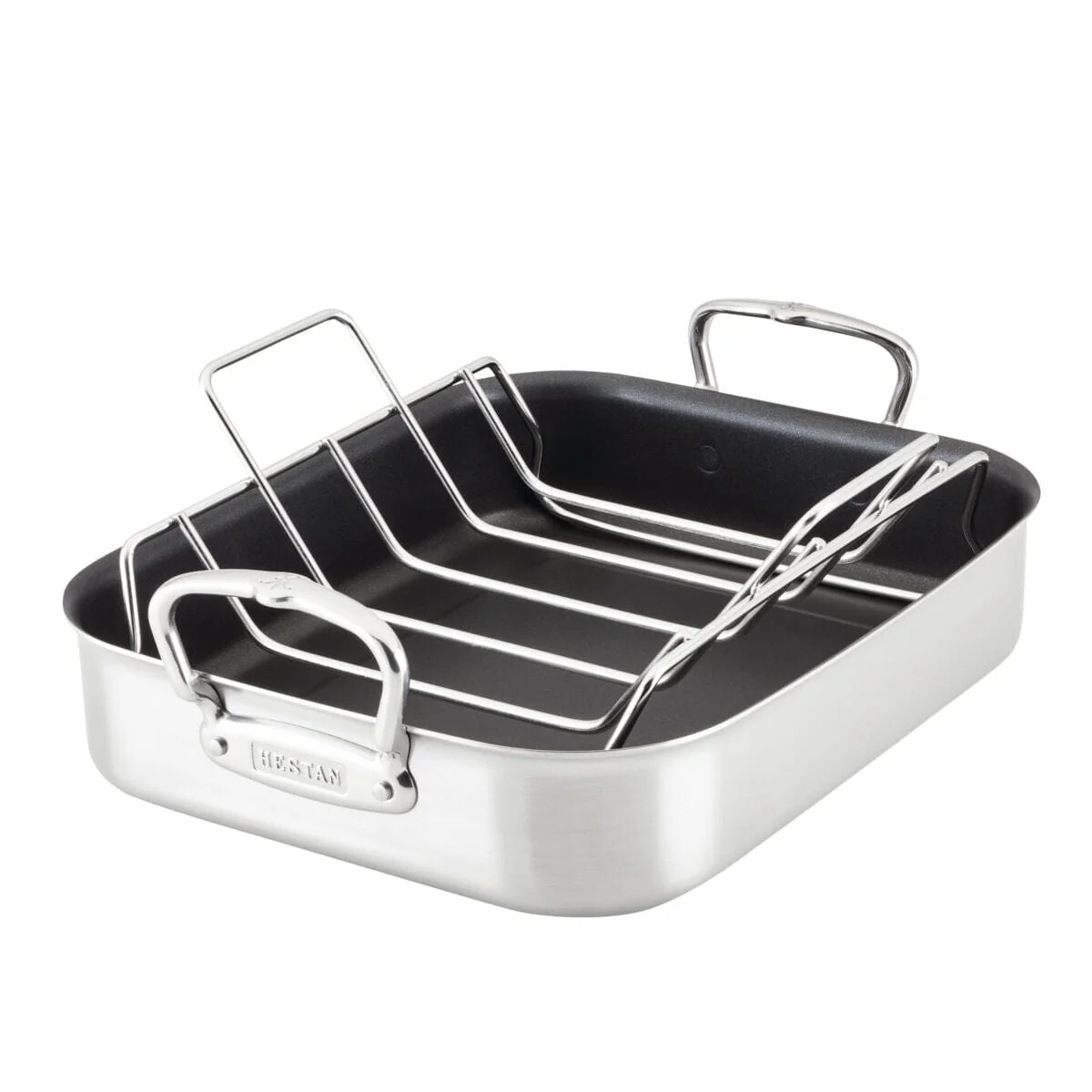 Meyer Hestan Provisions Classic Clad Nonstick Roaster with Stainless Steel Rack, 14.5-Inch