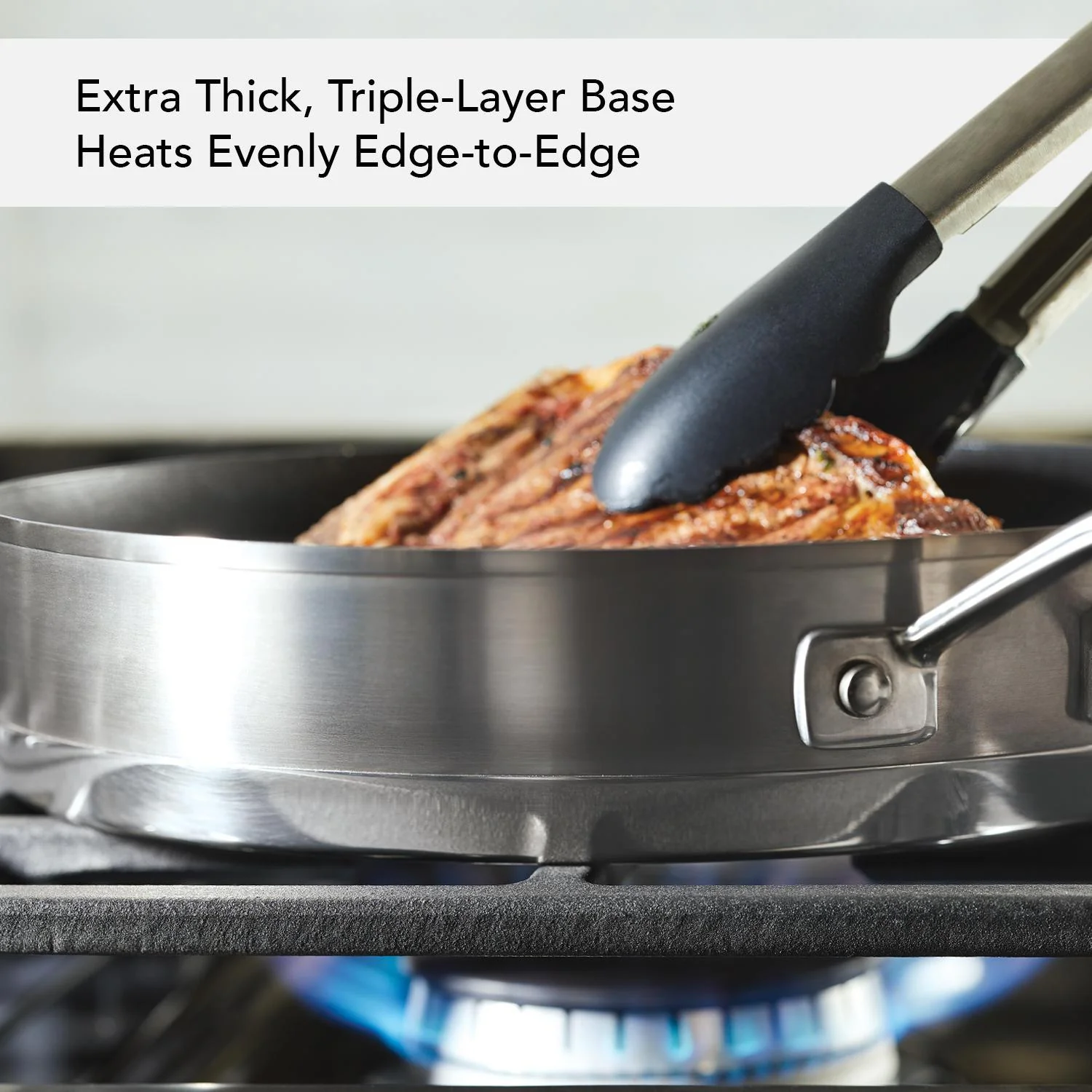 Meyer KitchenAid 3-Ply Base Stainless Steel Nonstick Round Grill Pan, 10.25-Inch, Brushed Stainless Steel - Image 4