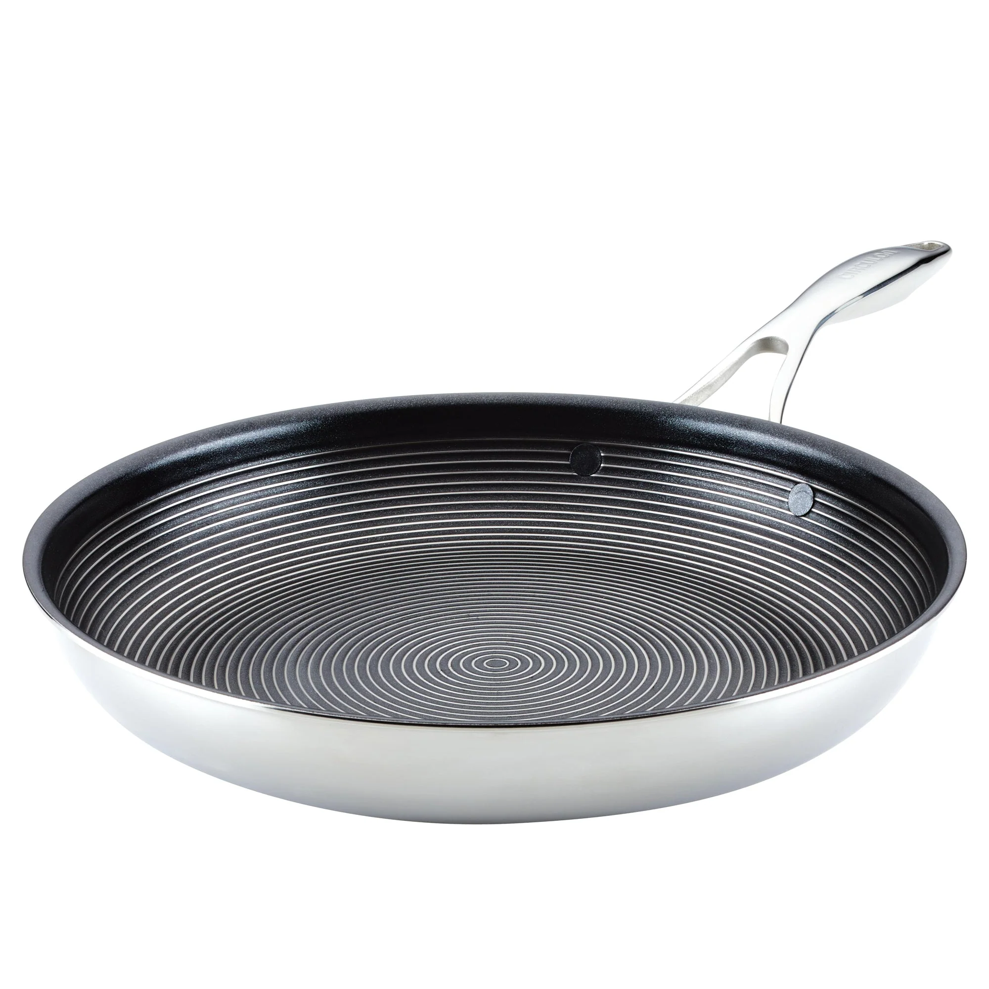 Meyer Circulon Clad Stainless Steel Frying Pan with Hybrid SteelShield and Nonstick Technology, 10-Inch, Silver