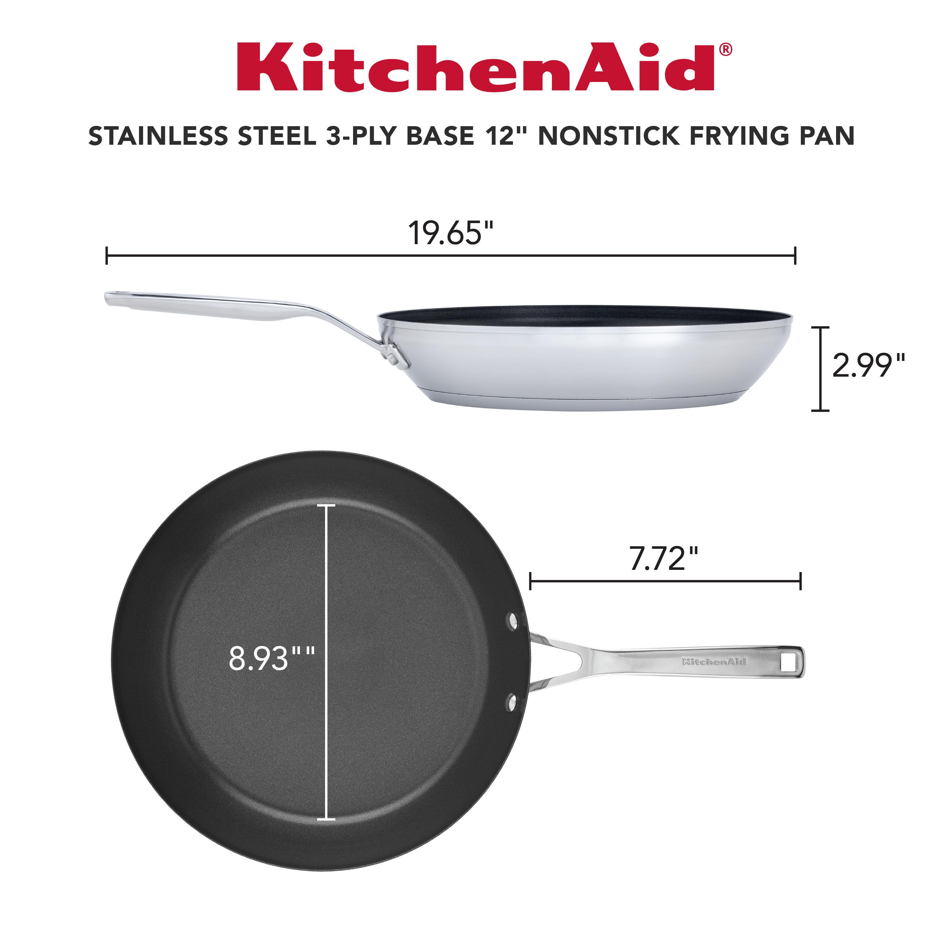 Meyer KitchenAid 3-Ply Base Stainless Steel Nonstick Frying Pan, 12-Inch, Brushed Stainless Steel - Image 2
