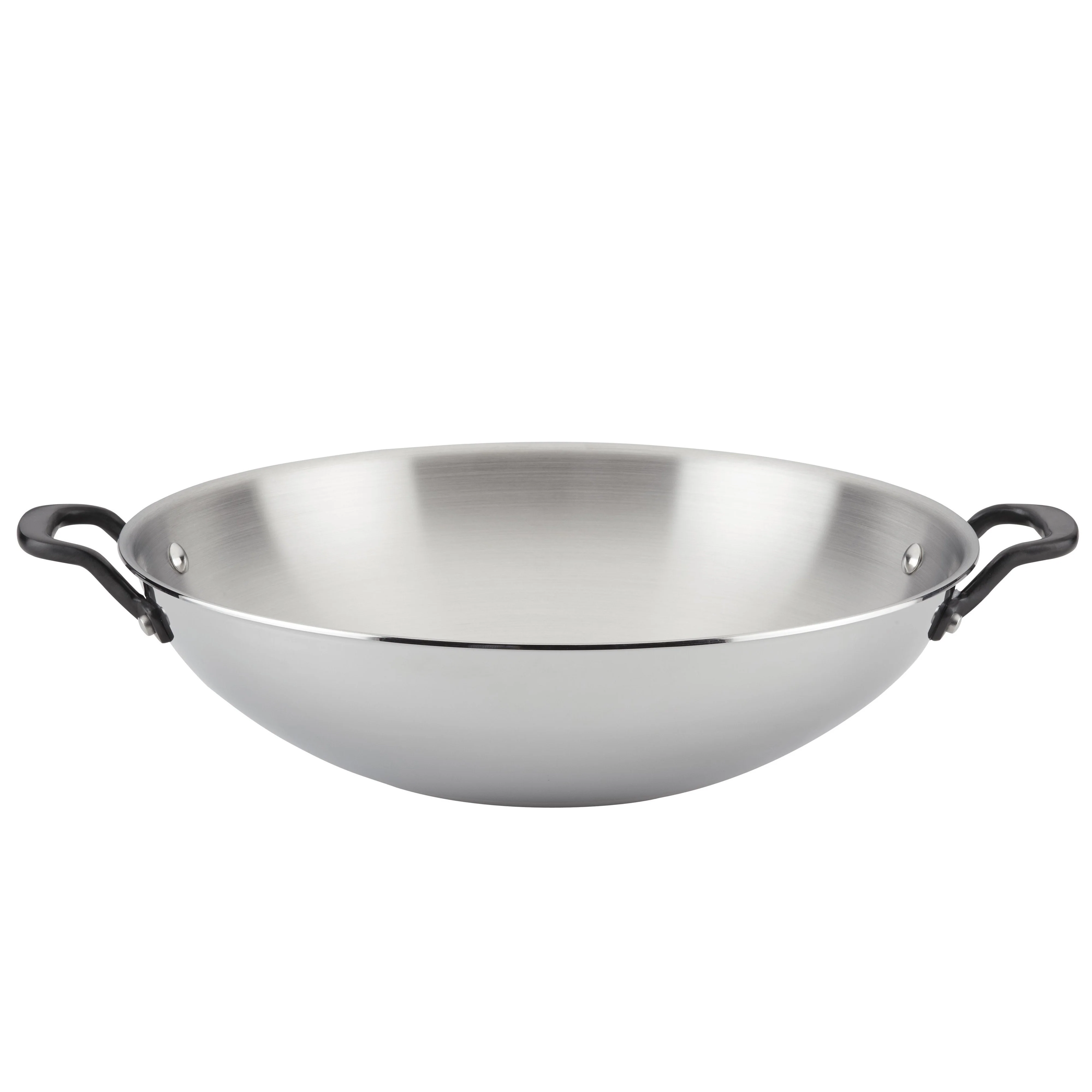 Meyer KitchenAid 5-Ply Clad Stainless Steel Wok, 15-Inch, Polished Stainless Steel
