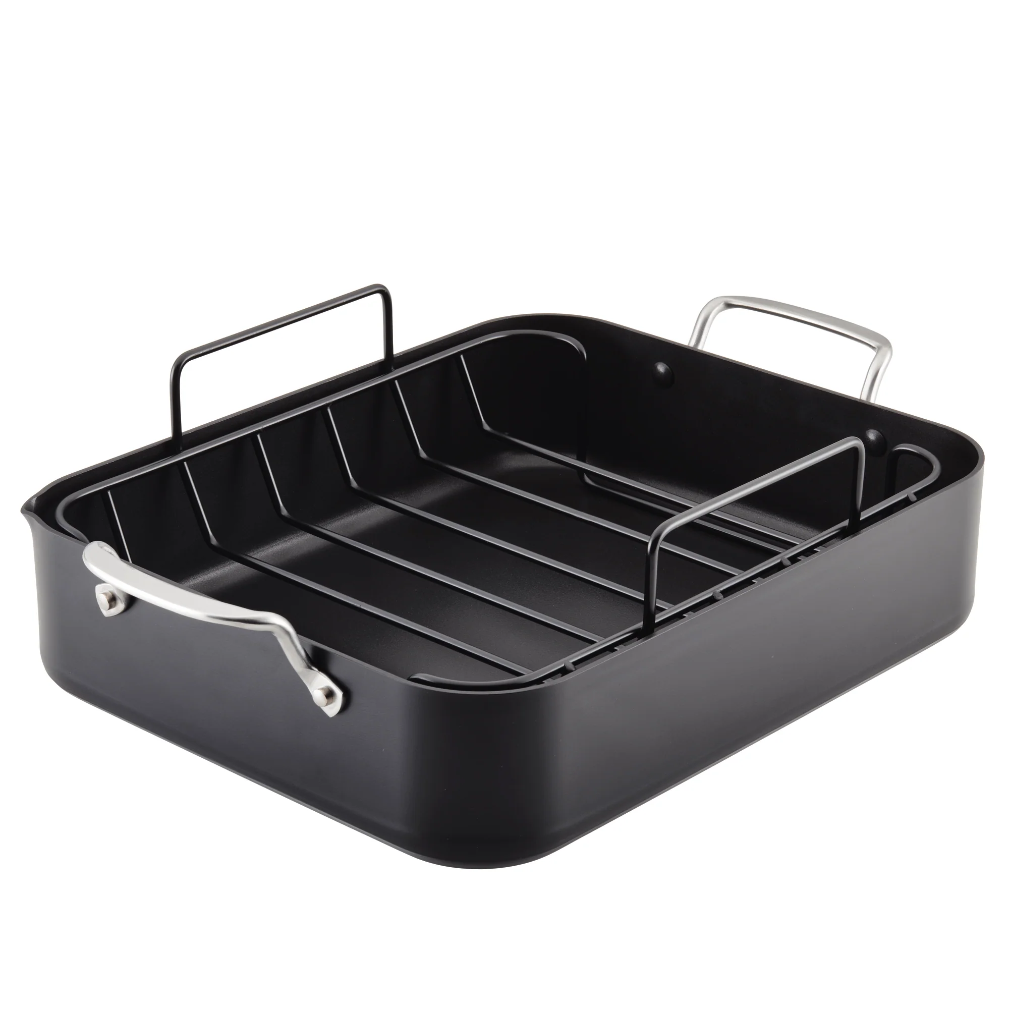 Meyer KitchenAid Hard Anodized Roaster with Removable Nonstick Rack, 13-Inch x 15.75-Inch, Matte Black
