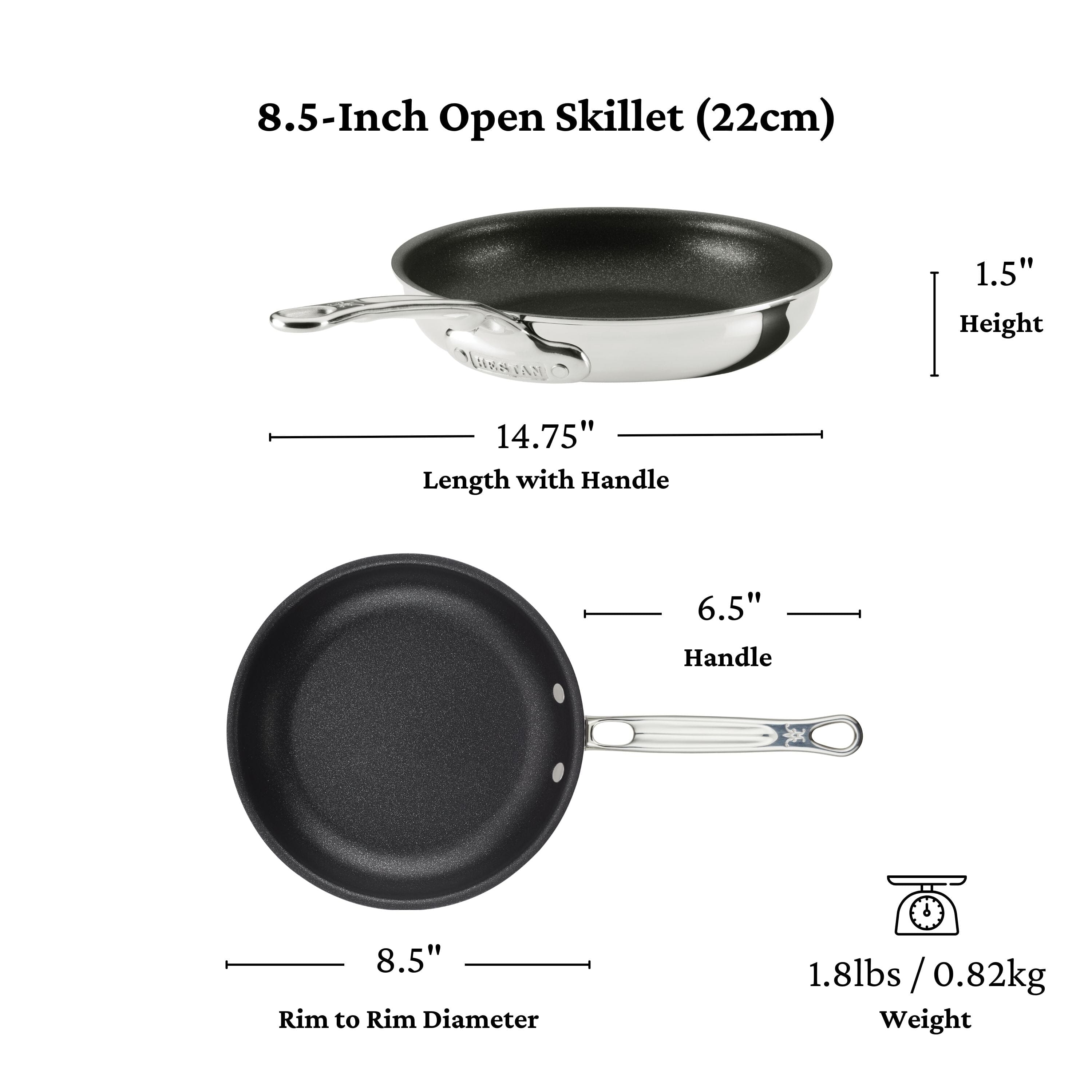 Meyer Hestan ProBond® Luxe 2-Piece Professional Clad Stainless Steel Skillet Set with TITUM® Nonstick (8.5 & 11-Inch) - Image 2