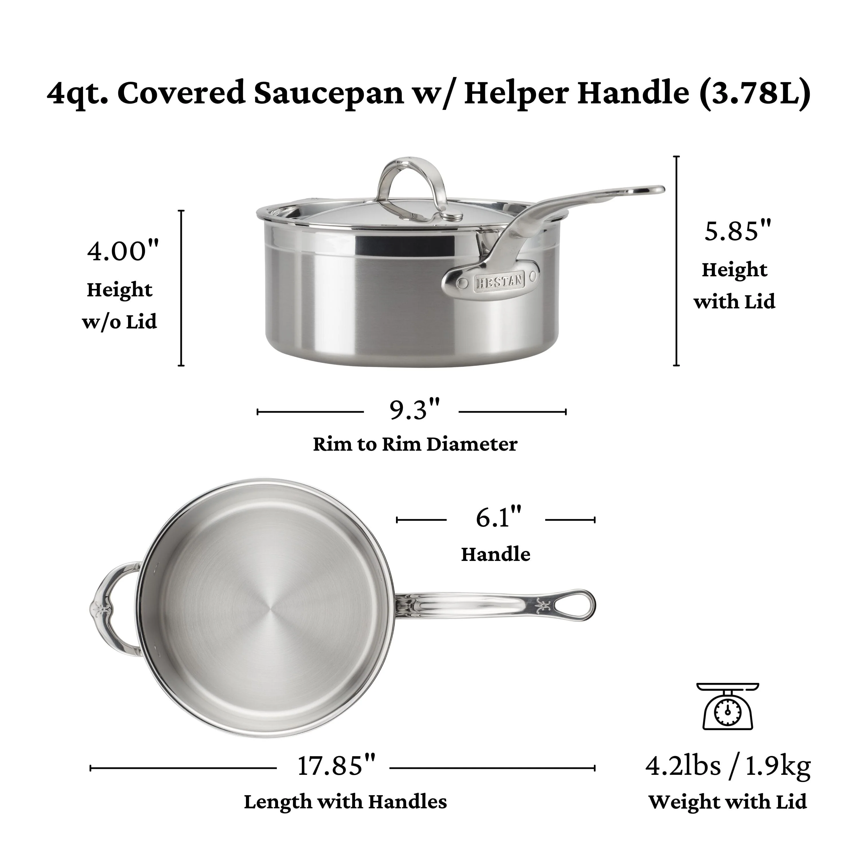 Meyer Hestan Professional Clad Stainless Steel Saucepans - Large (3-Quart) - Image 10