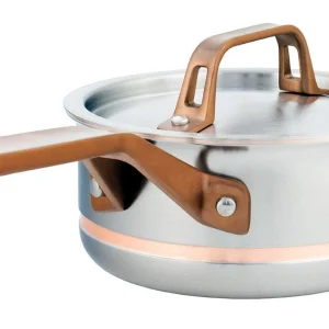 2L Meyer CopperClad 5-Ply Copper Core Stainless Steel Saucepan with lid, Made in Canada