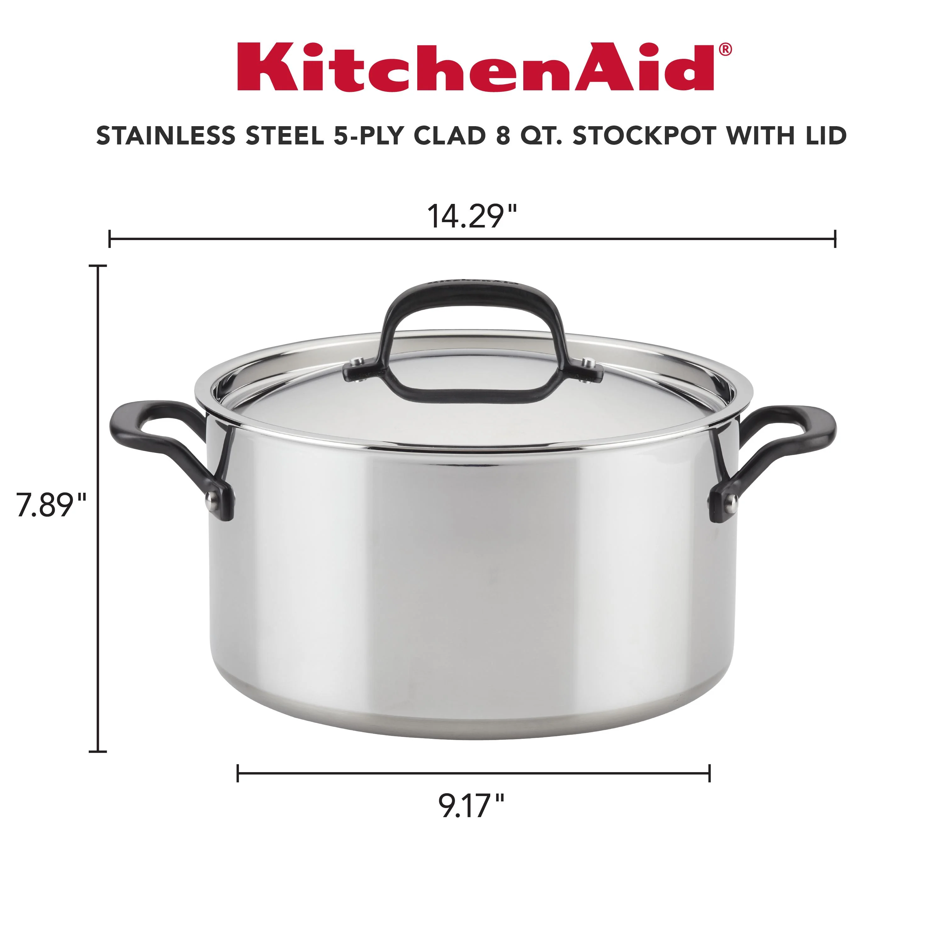 Meyer KitchenAid 5-Ply Clad Stainless Steel Stockpot with Lid, 8-Quart, Polished Stainless Steel - Image 2