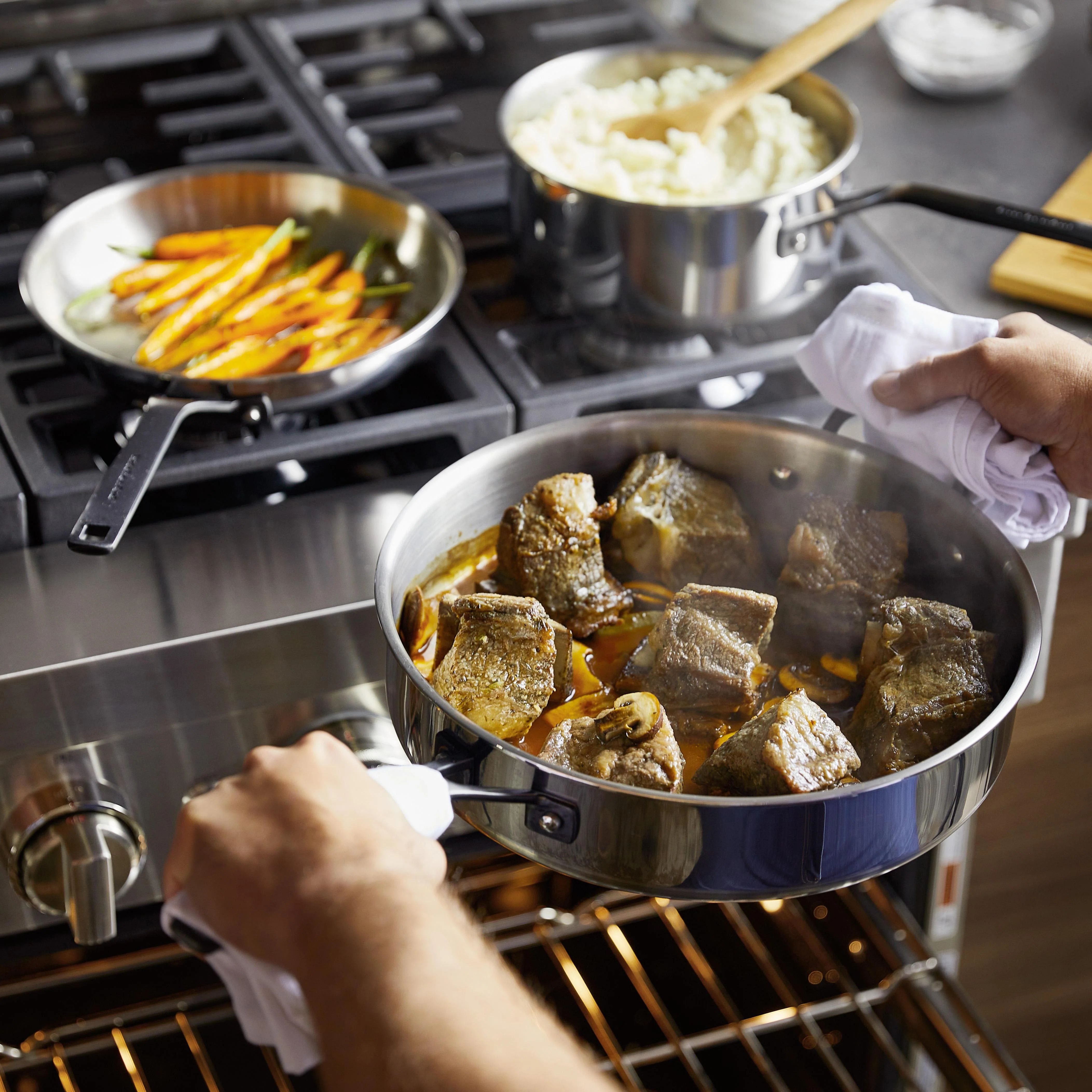 Meyer KitchenAid 5-Ply Clad Stainless Steel Cookware Set, 10-Piece, Polished Stainless Steel - Image 6
