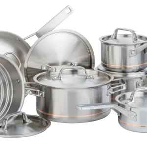 12pc Meyer CopperClad II 5-Ply Copper Core Stainless Steel Cookware Set, Made in Canada