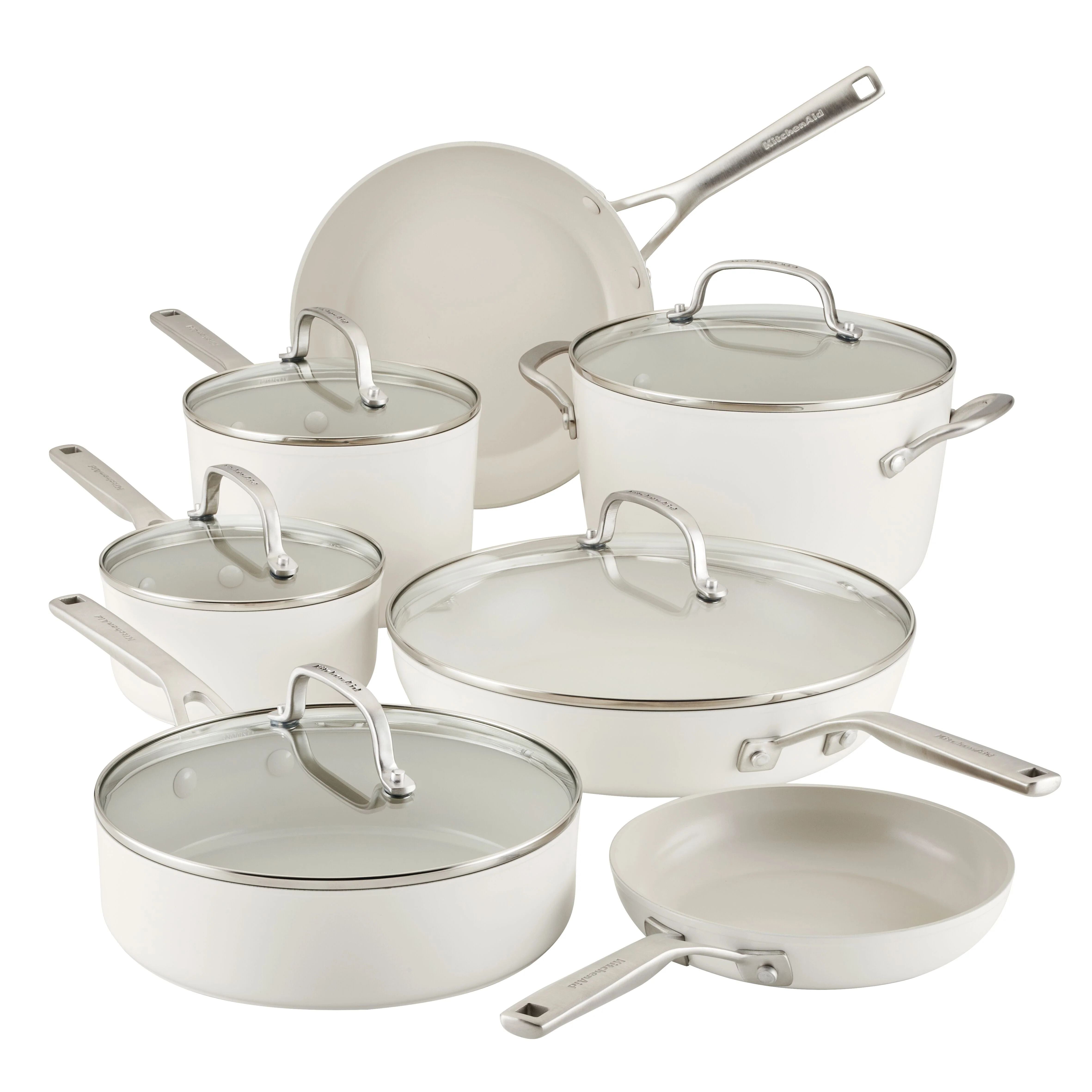 Meyer KitchenAid 12pc Hard Anodized Ceramic Cookware Set - White