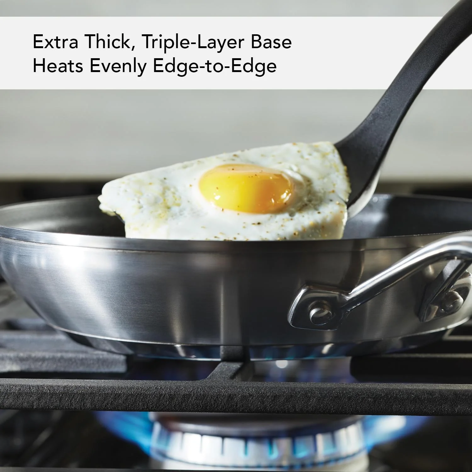 Meyer KitchenAid 3-Ply Base Stainless Steel Nonstick Frying Pan, 9.5-Inch, Brushed Stainless Steel - Image 3
