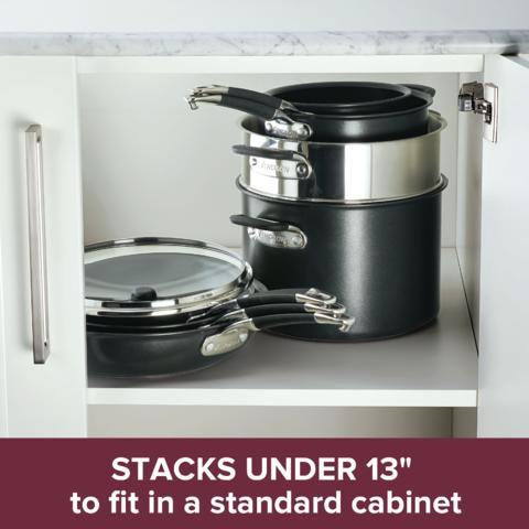 Meyer 10pc Anolon SmartStack Hard Anodized Nesting Cookware Set - Image 2