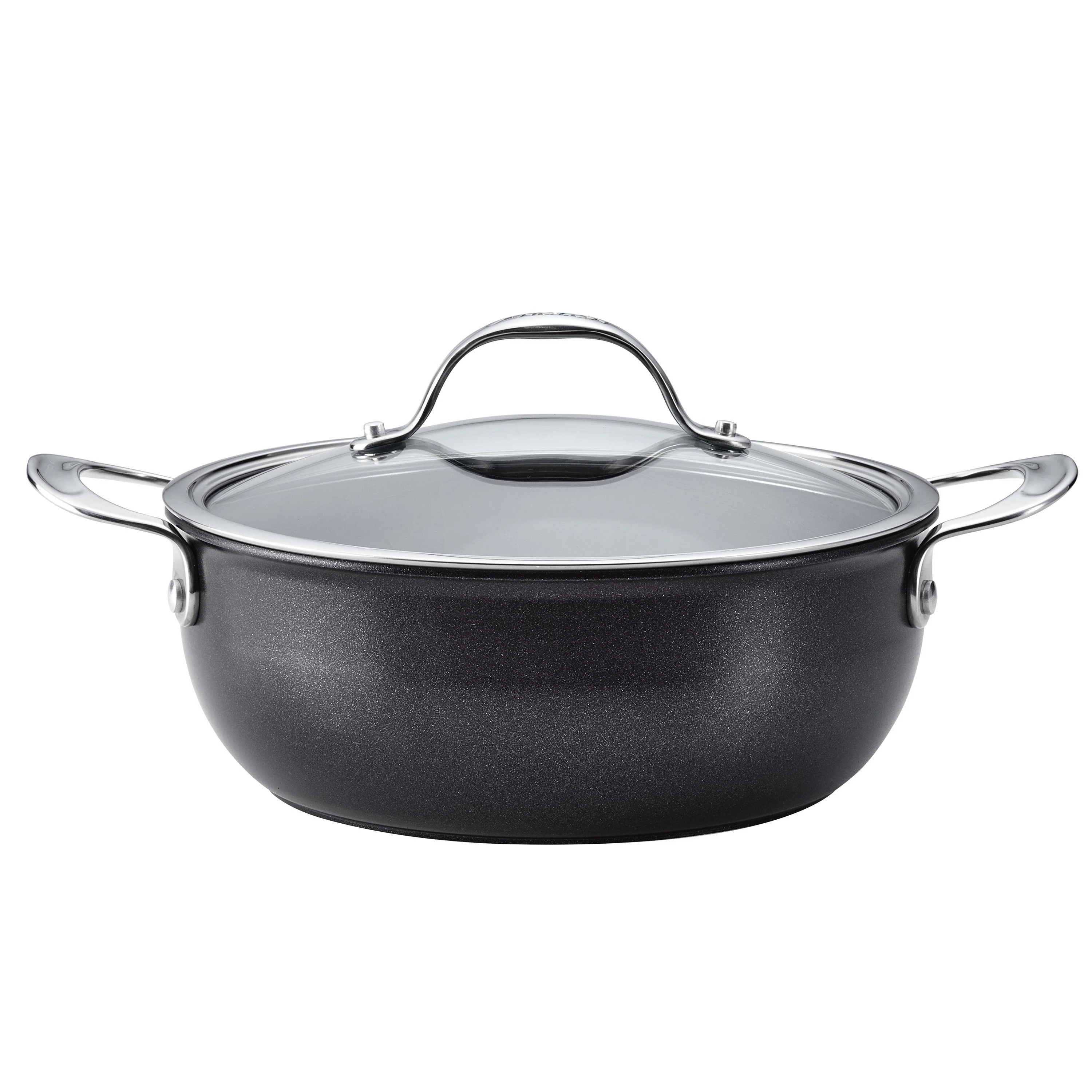 Meyer Anolon X SearTech Aluminum Nonstick Casserole Pan with Lid, 4-Quart, Super Dark Gray