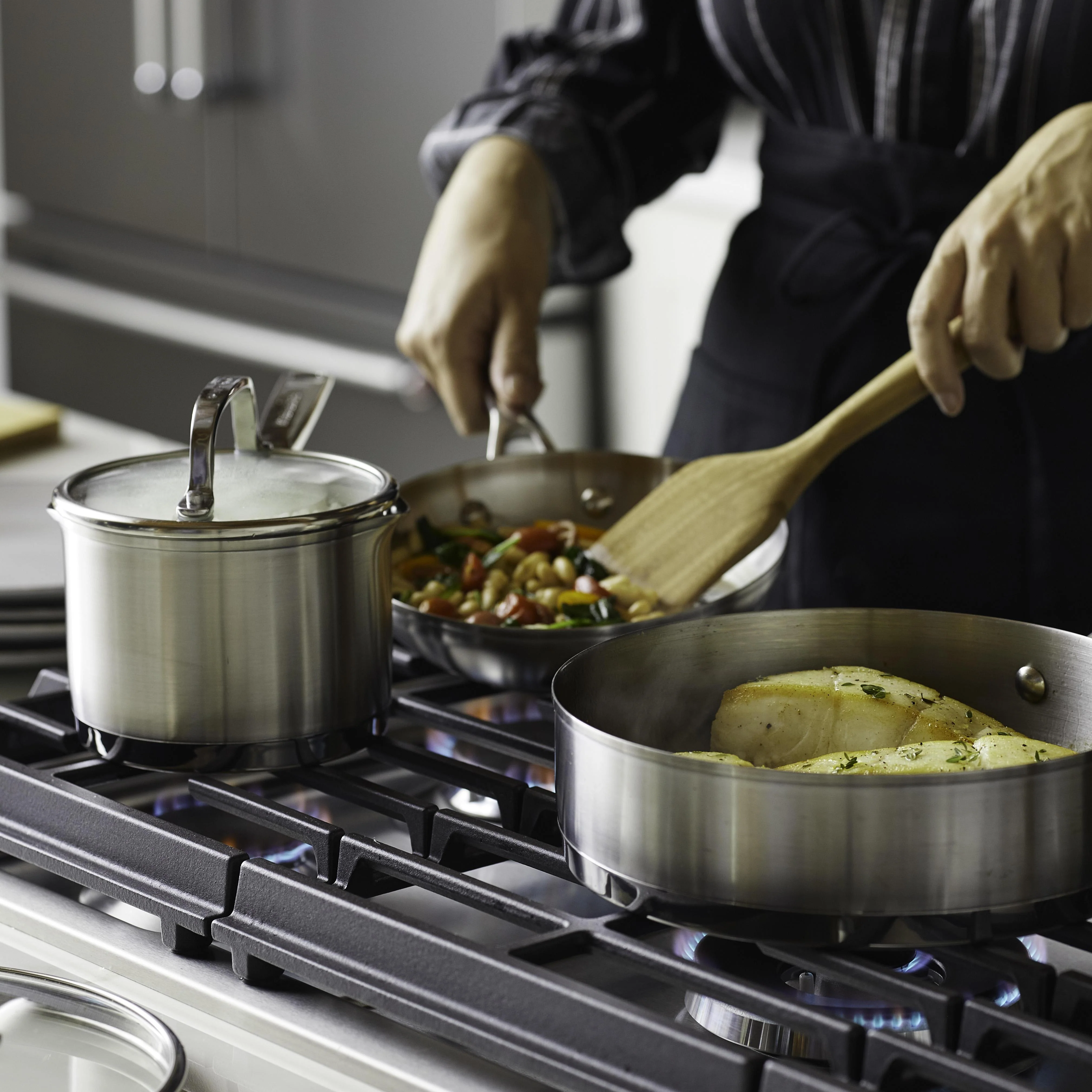 Meyer KitchenAid 3-Ply Base Stainless Steel Cookware Set, 11-Piece, Brushed Stainless Steel - Image 6