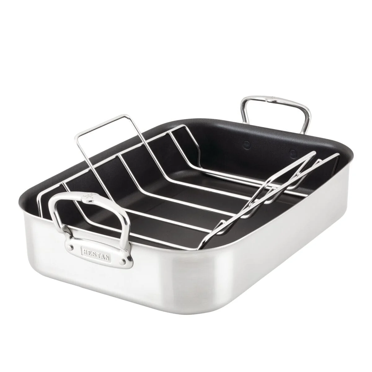 Meyer Hestan Provisions Classic Clad Nonstick Roaster with Stainless Steel Rack, 16.5-Inch