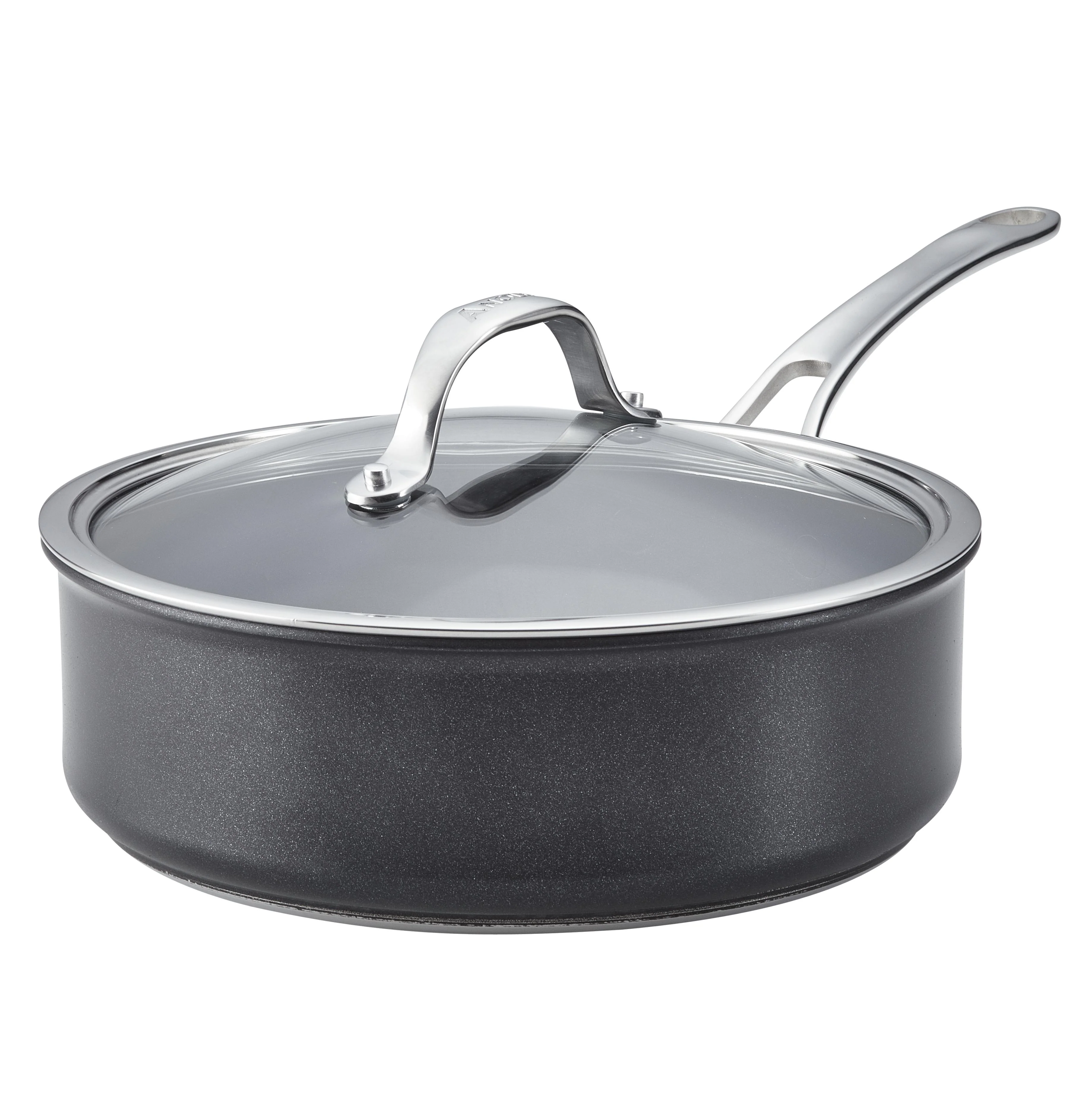 Meyer Anolon X SearTech Aluminum Nonstick Saute Pan with Lid, 3.5-Quart, Super Dark Gray