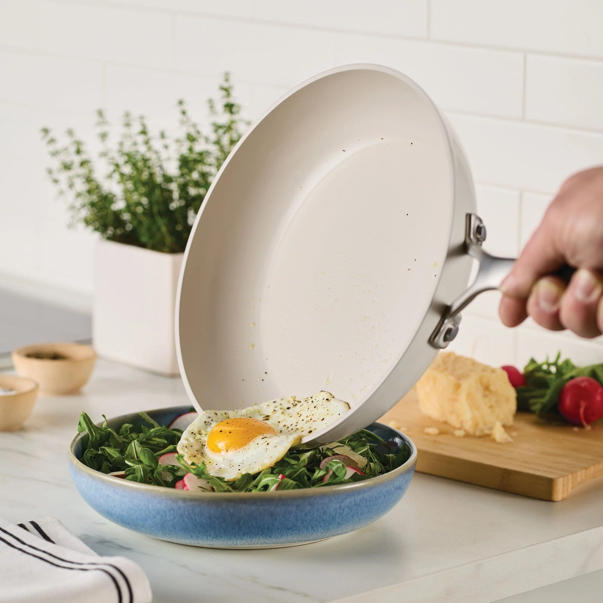 Meyer KitchenAid Hard Anodized Ceramic Induction Nonstick 9 Piece Cookware Set Porcelain White - Image 4