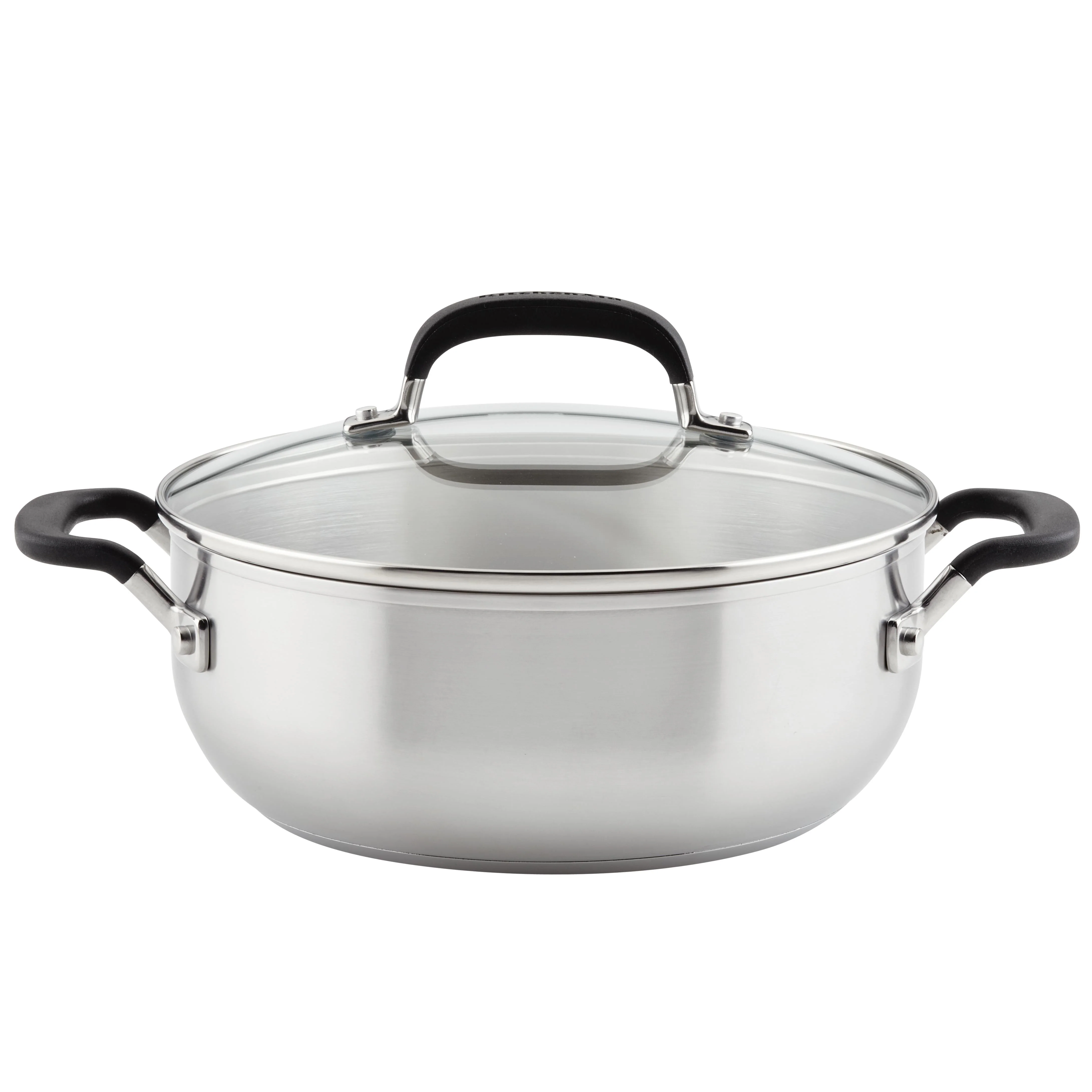 Meyer KitchenAid Stainless Steel Casserole with Lid, 4-Quart, Brushed Stainless Steel
