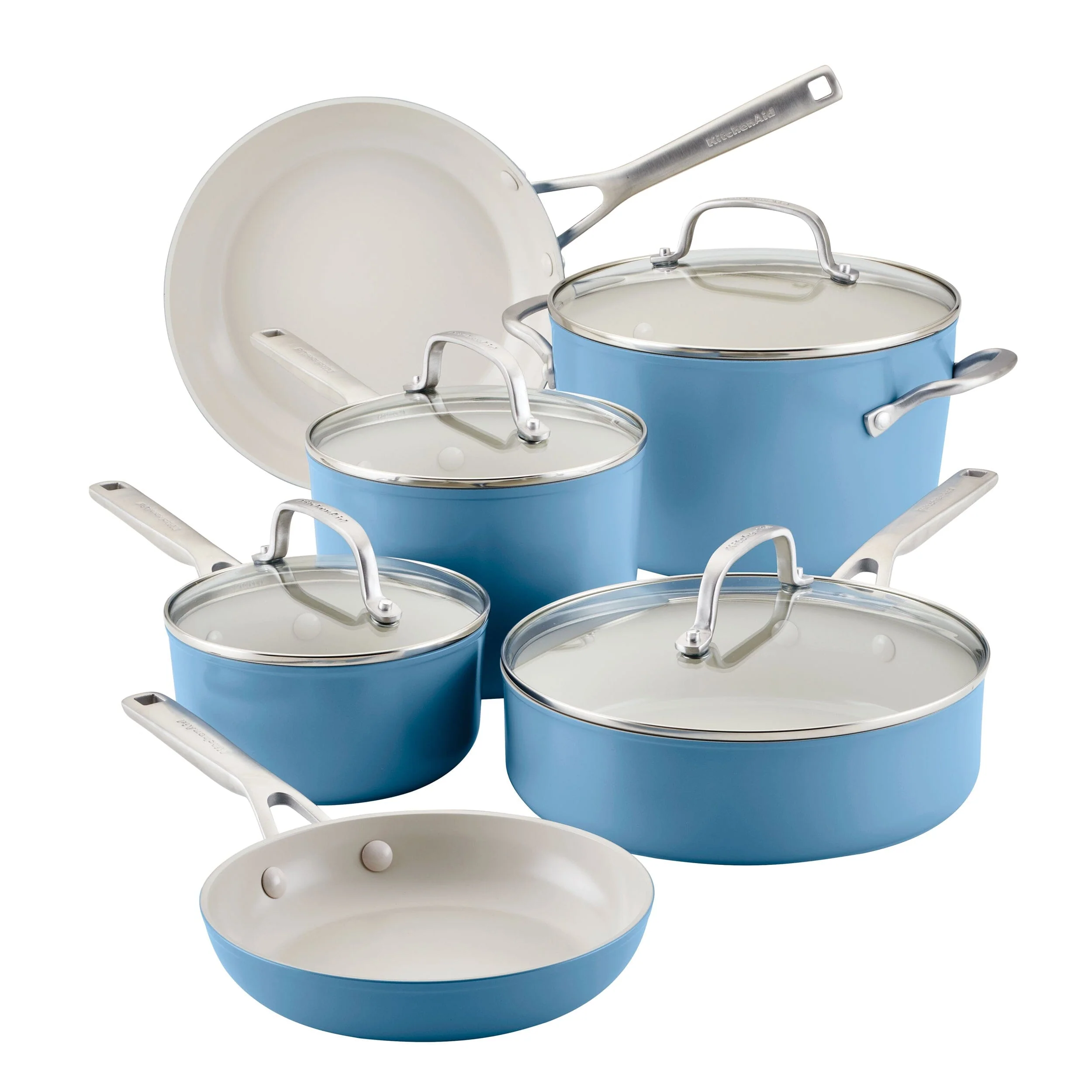 Meyer KitchenAid 10pc Hard Anodized Ceramic Cookware Set - Blue Velvet