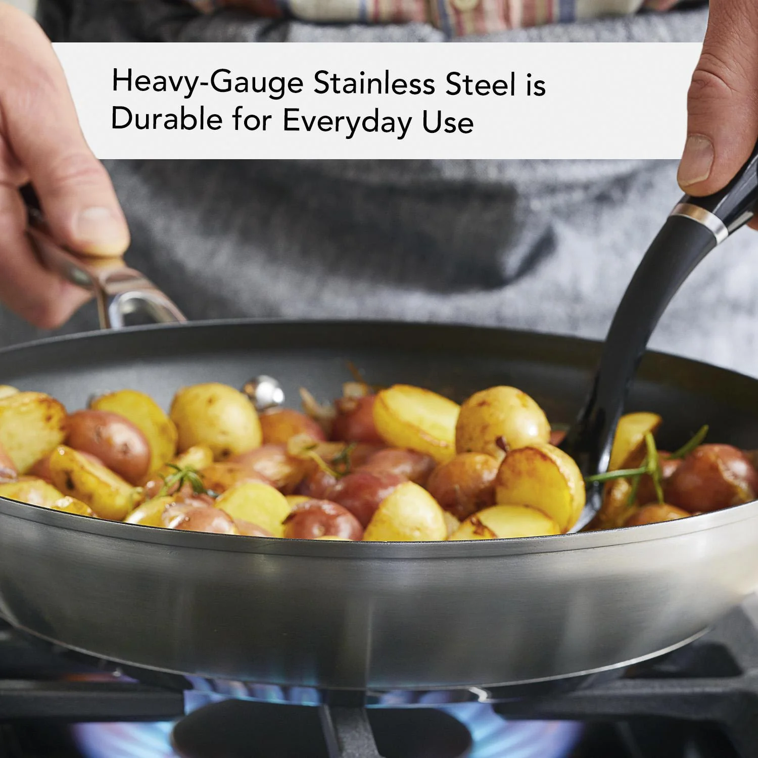 Meyer KitchenAid 3-Ply Base Stainless Steel Nonstick Frying Pan, 12-Inch, Brushed Stainless Steel - Image 3