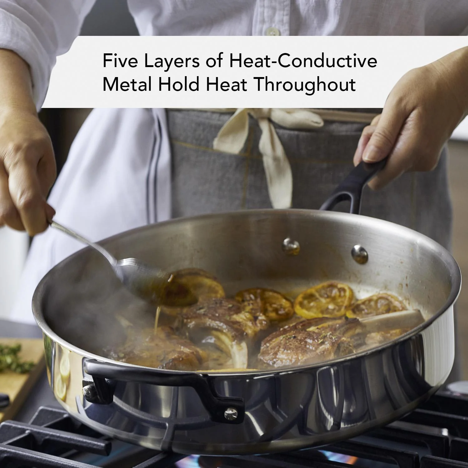 Meyer KitchenAid 5-Ply Clad Stainless Steel Cookware Set, 10-Piece, Polished Stainless Steel - Image 5