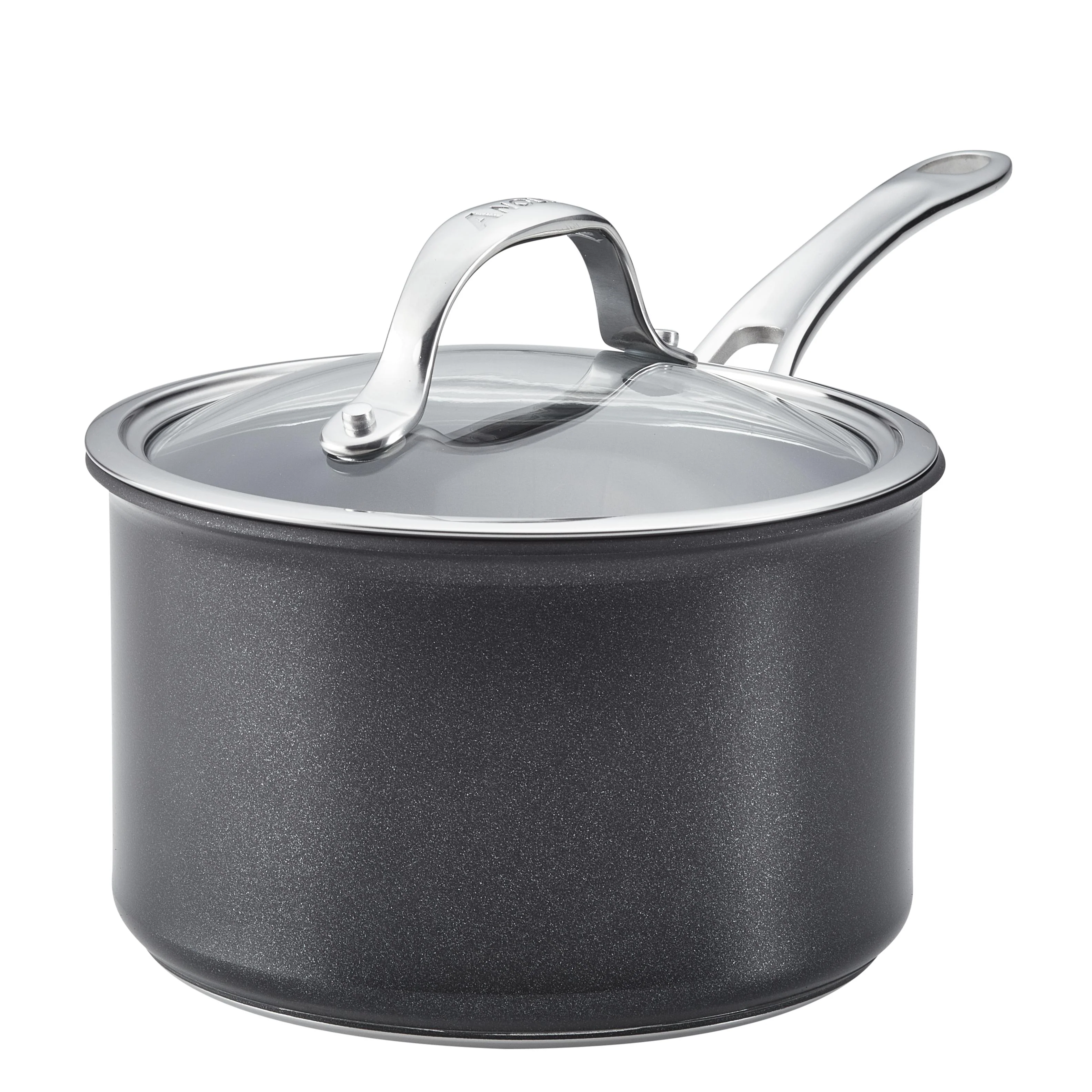 Meyer Anolon X SearTech Aluminum Nonstick Cookware Saucepan with Lid, 3-Quart, Super Dark Gray