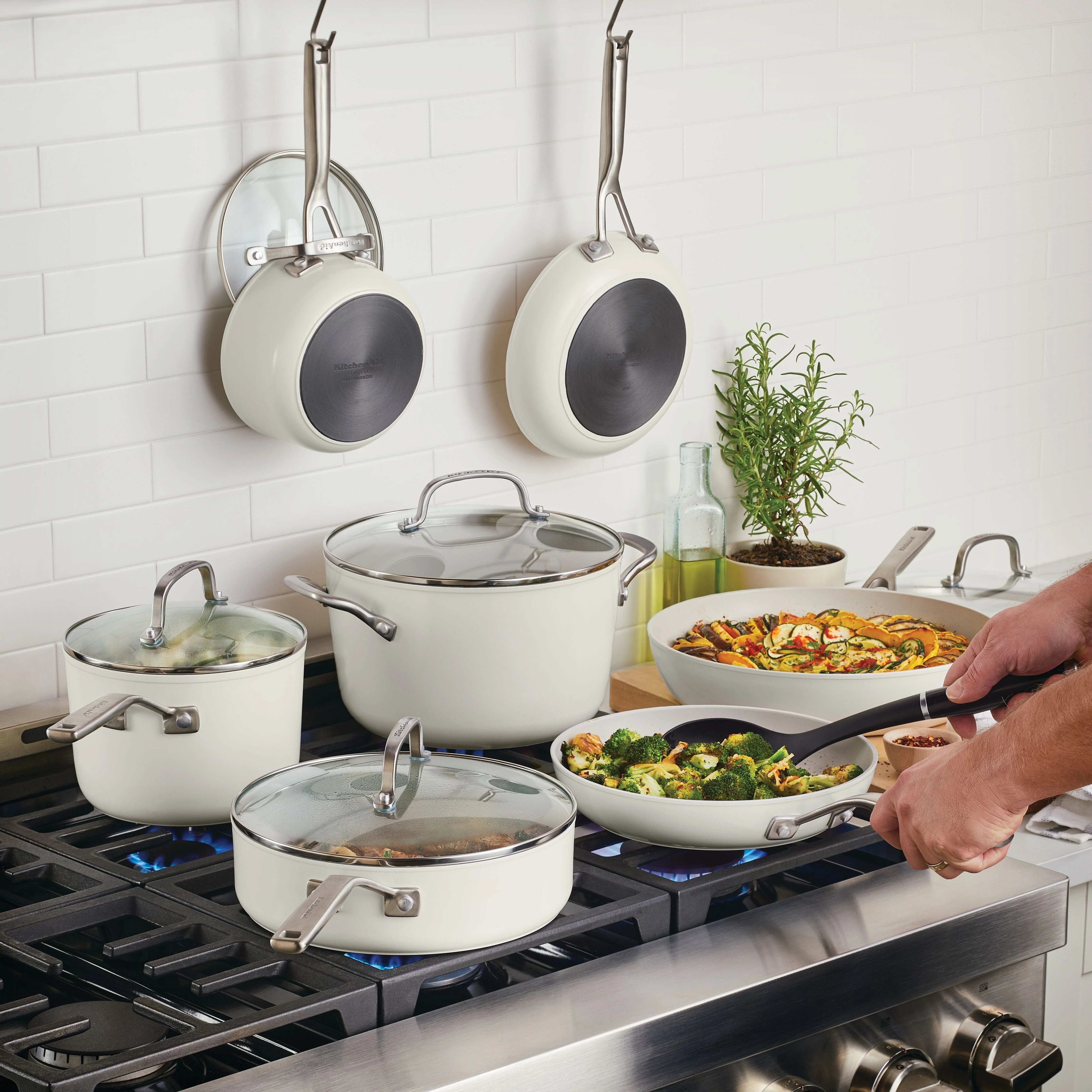 Meyer KitchenAid 12pc Hard Anodized Ceramic Cookware Set - White - Image 3