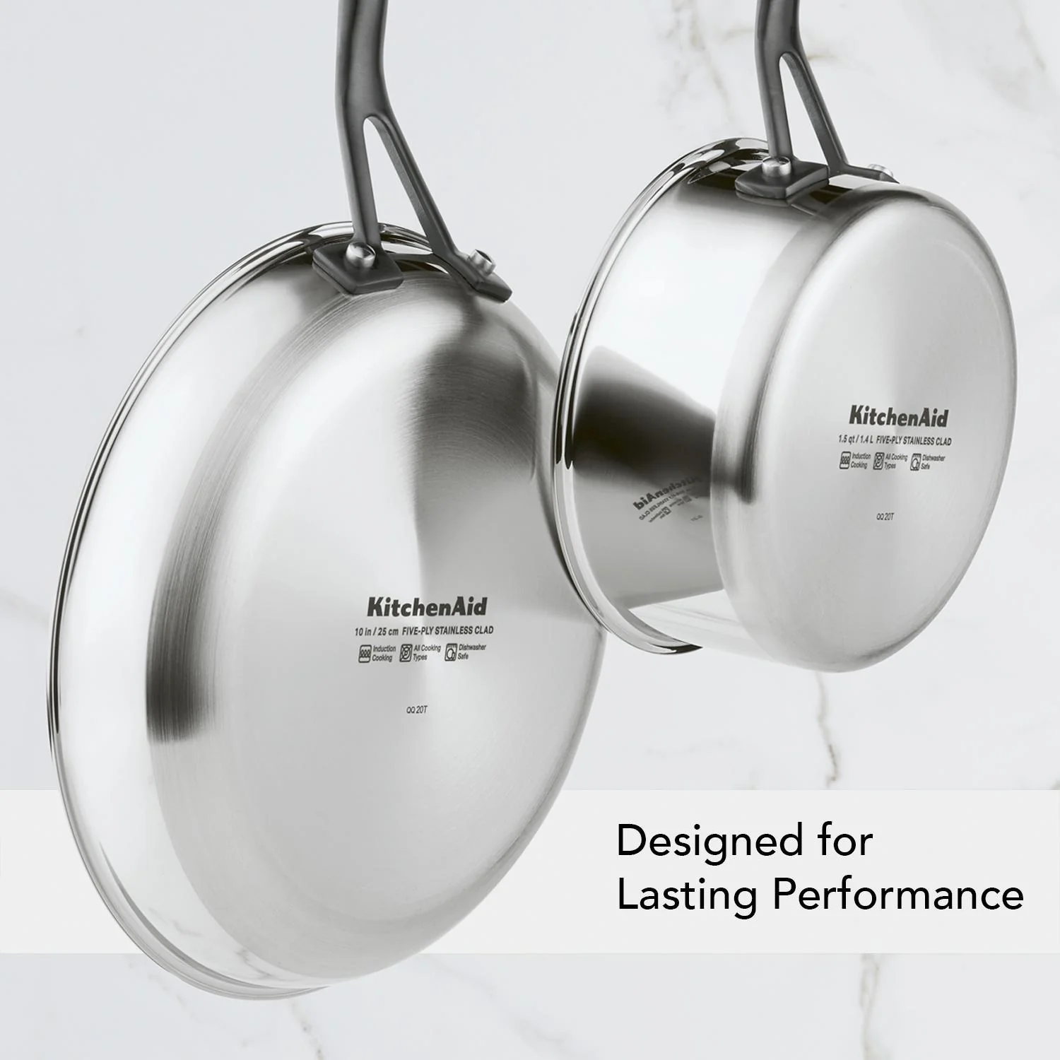 Meyer KitchenAid 5-Ply Clad Stainless Steel Cookware Set, 10-Piece, Polished Stainless Steel - Image 4