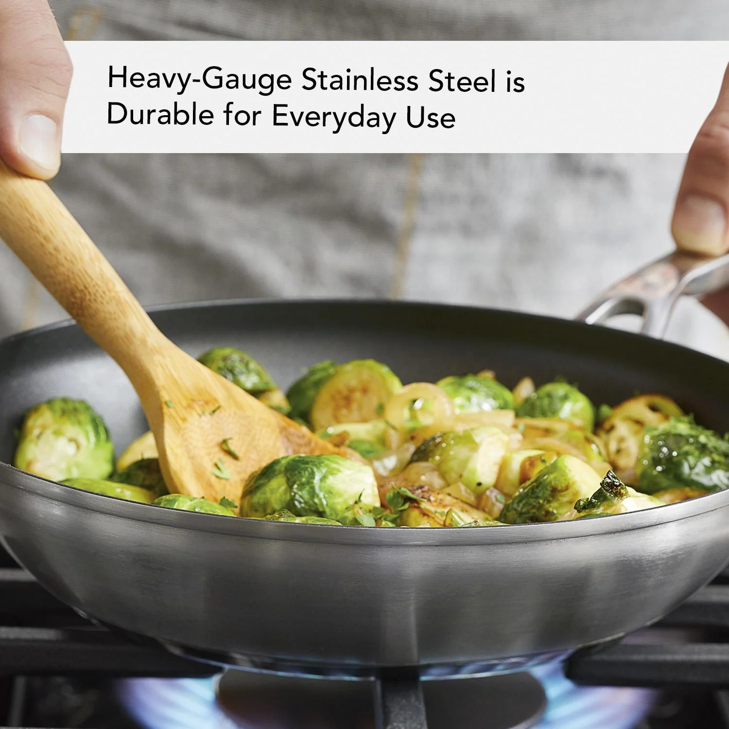 Meyer KitchenAid 3-Ply Base Stainless Steel Nonstick Frying Pan, 9.5-Inch, Brushed Stainless Steel - Image 4