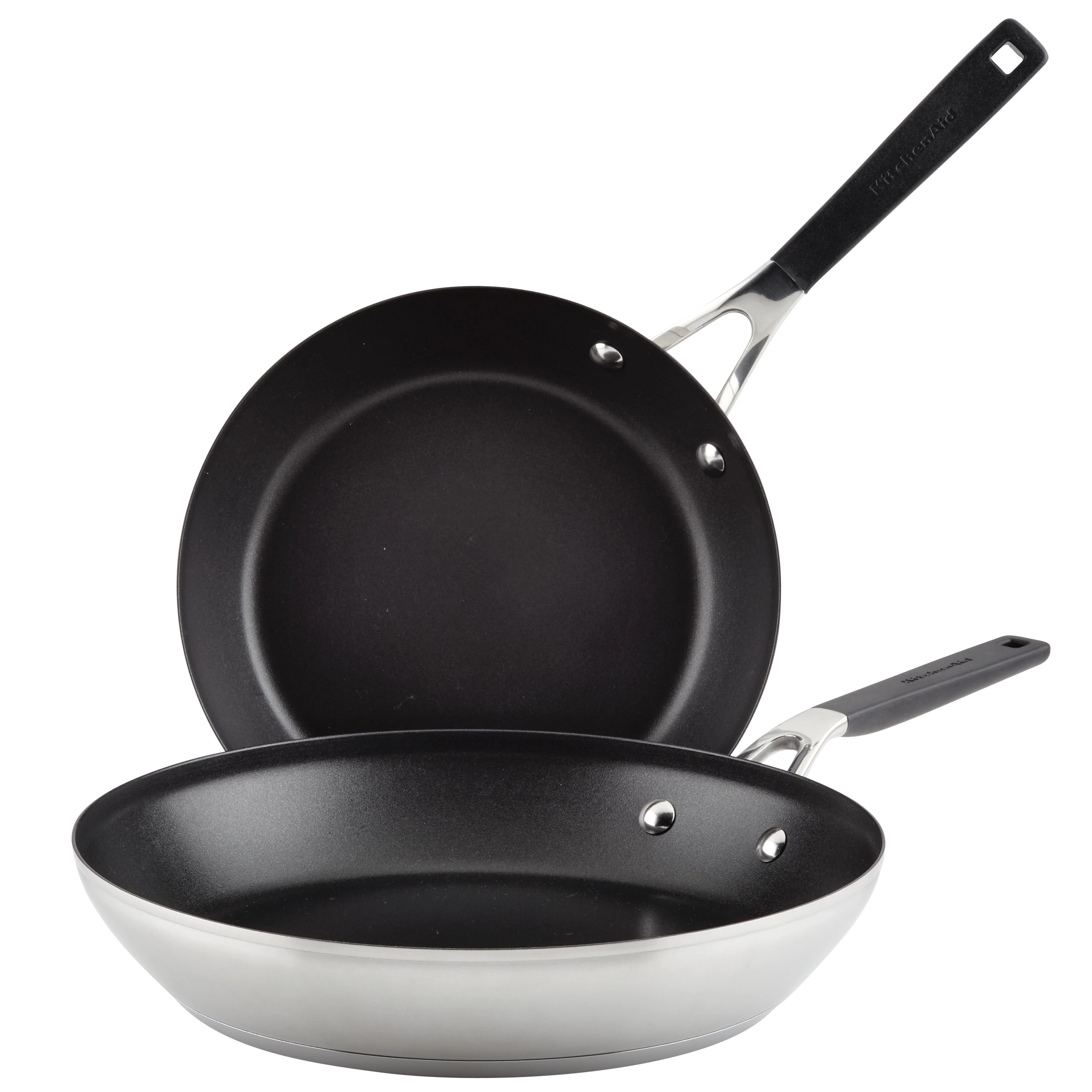 Meyer KitchenAid Stainless Steel Nonstick Frying Pan Set, 2-Piece, Brushed Stainless Steel