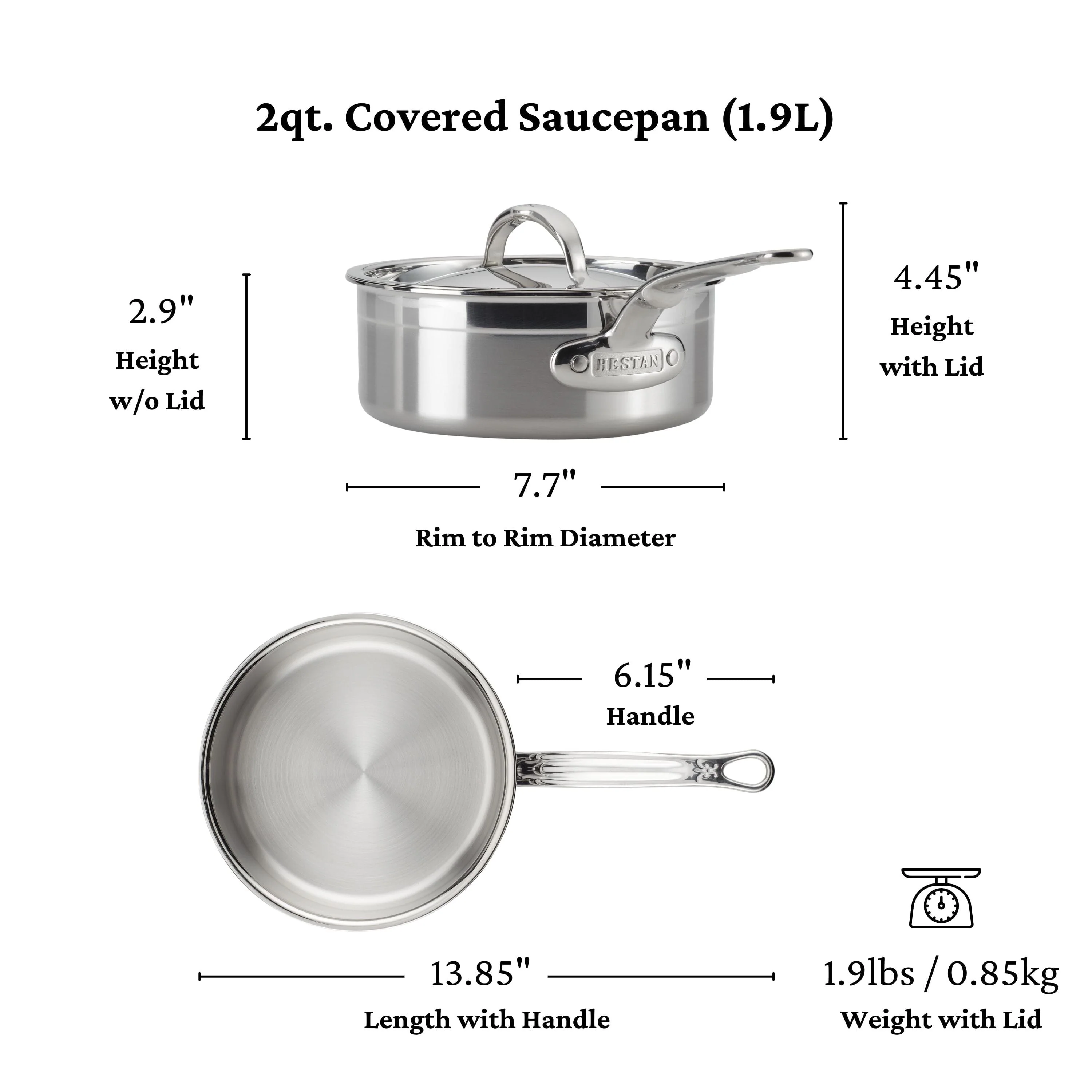 Meyer Hestan Professional Clad Stainless Steel Saucepans - Large (3-Quart) - Image 8