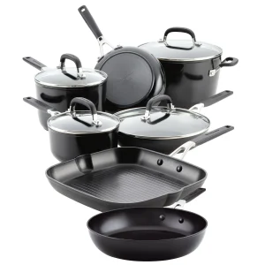 Meyer KitchenAid Hard Anodized Nonstick Cookware Set, 11-Piece, Onyx Black