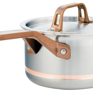 1.6L Meyer CopperClad 5-Ply Copper Core Stainless Steel Saucepan with lid, Made in Canada