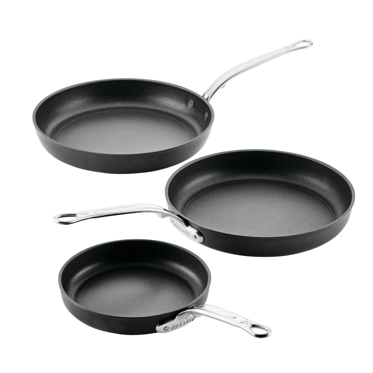 Meyer Hestan TITUM® Fusion 3-Piece Nonstick Skillet Set. 8" Egg Pan, 9.5" & 12"