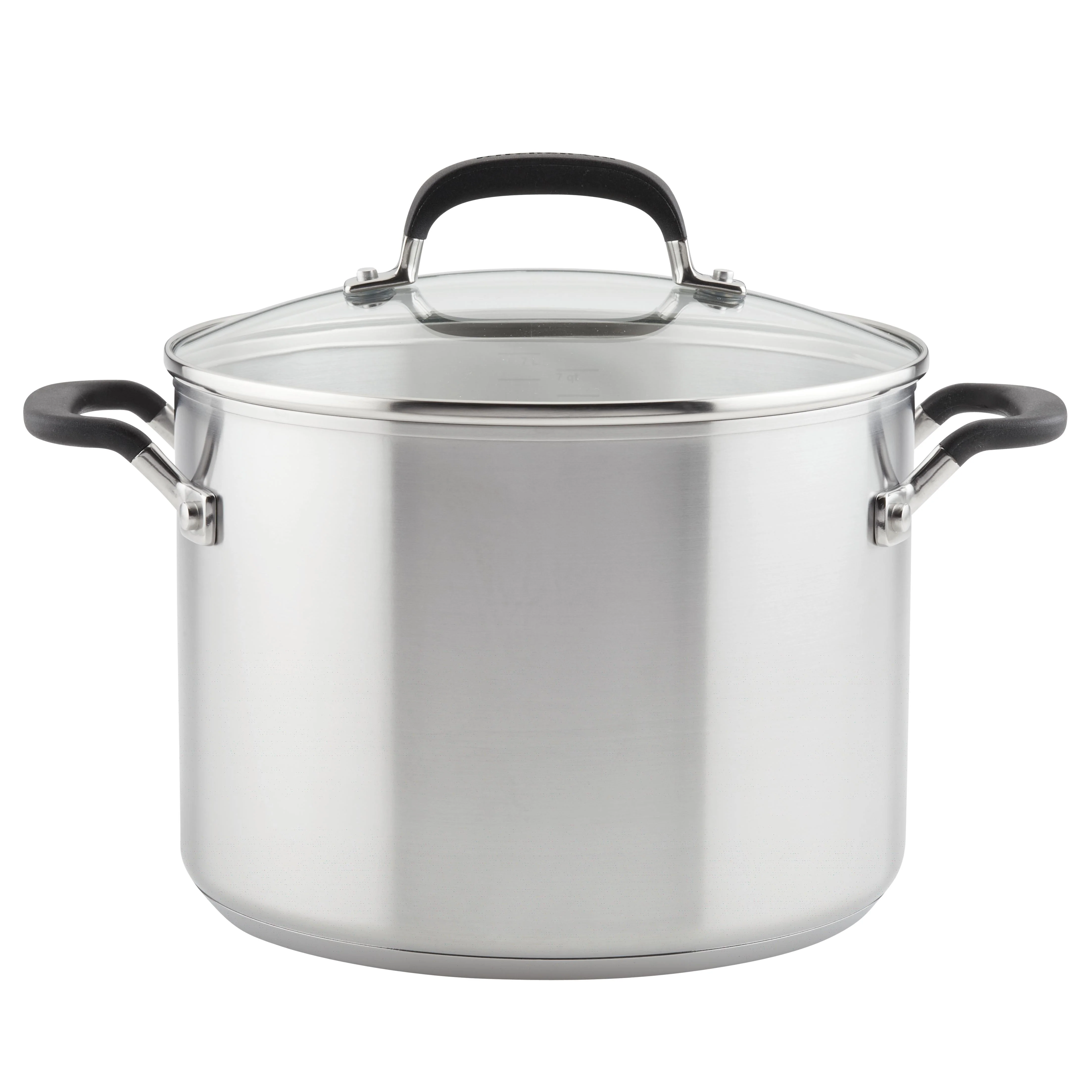 Meyer KitchenAid Stainless Steel Stockpot with Measuring Marks and Lid, 8-Quart, Brushed Stainless Steel