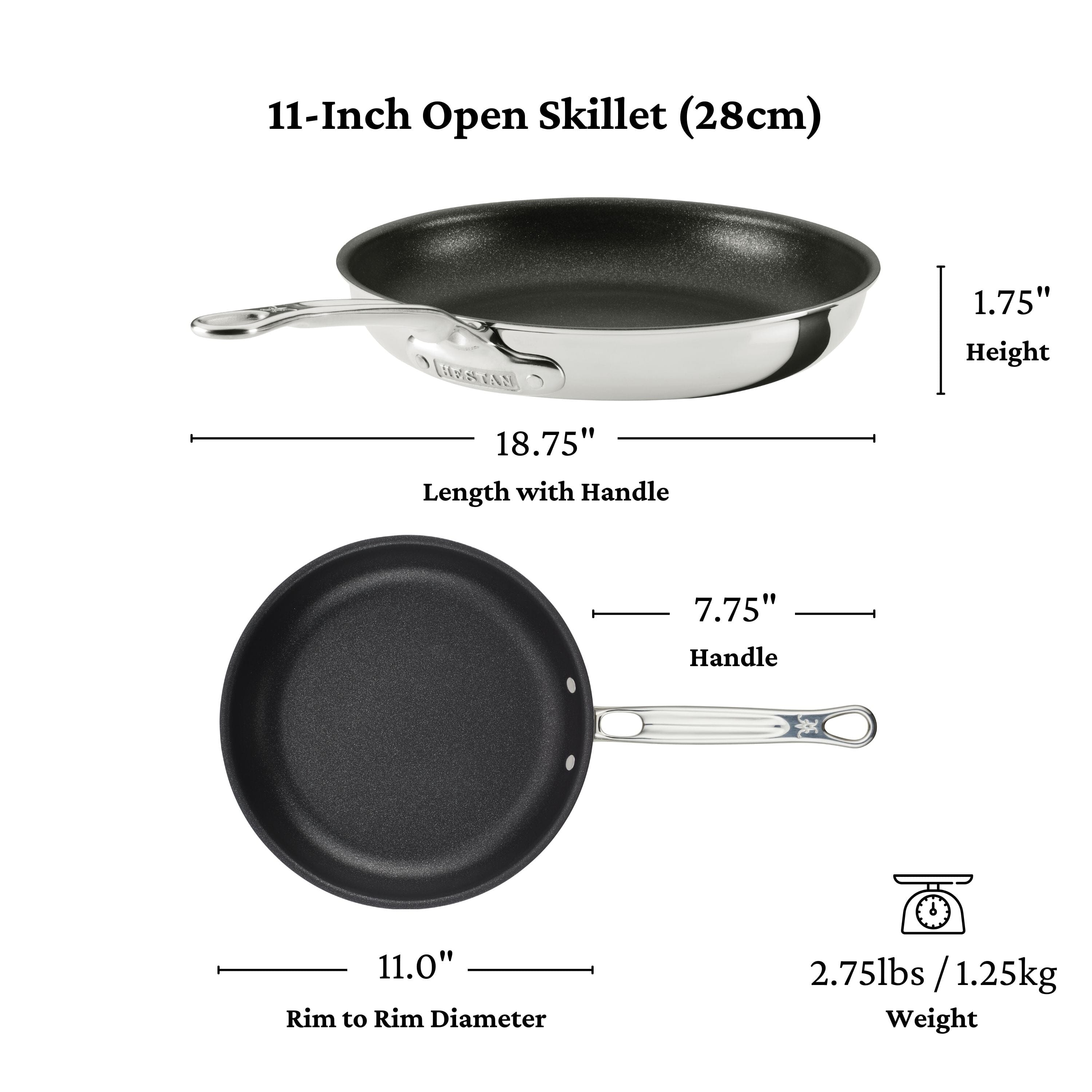 Meyer Hestan ProBond® Luxe 2-Piece Professional Clad Stainless Steel Skillet Set with TITUM® Nonstick (8.5 & 11-Inch) - Image 3